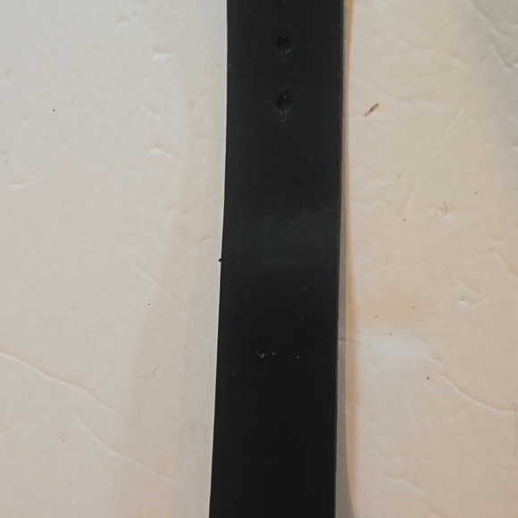 Geometric Buckle Black leather Belt Sz.32